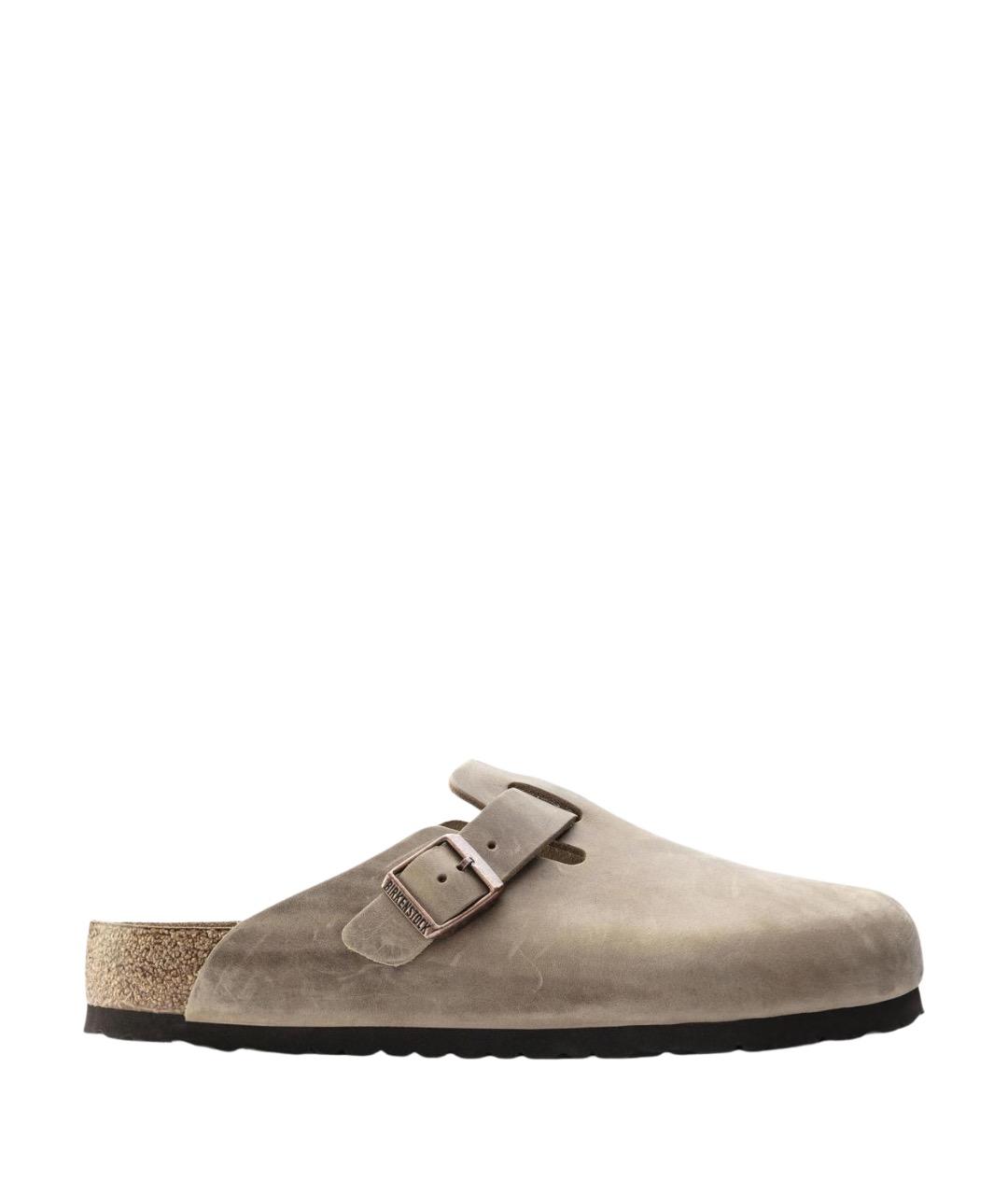 BIRKENSTOCK Бежевые кожаные мюли, фото 1