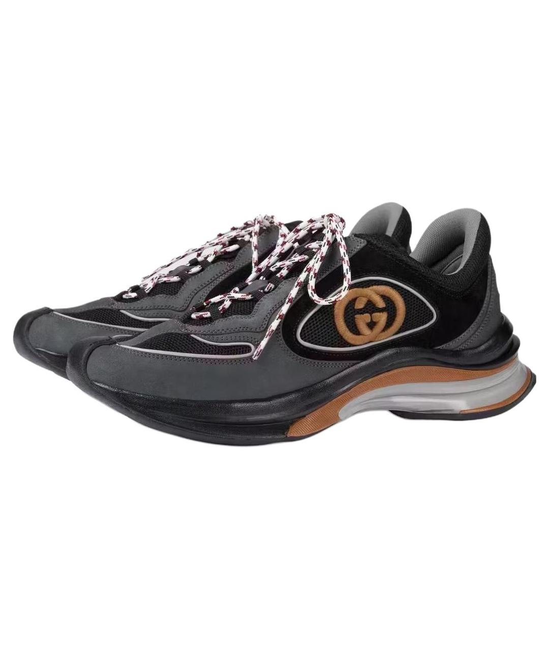 GUCCI Серые замшевые высокие кроссовки / кеды, фото 2