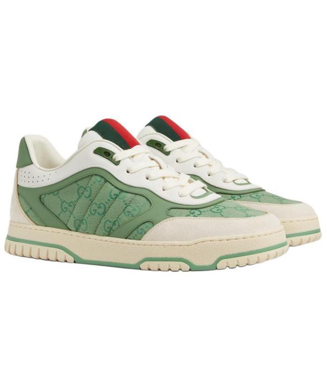 GUCCI Зеленые текстильные низкие кроссовки / кеды, фото 3