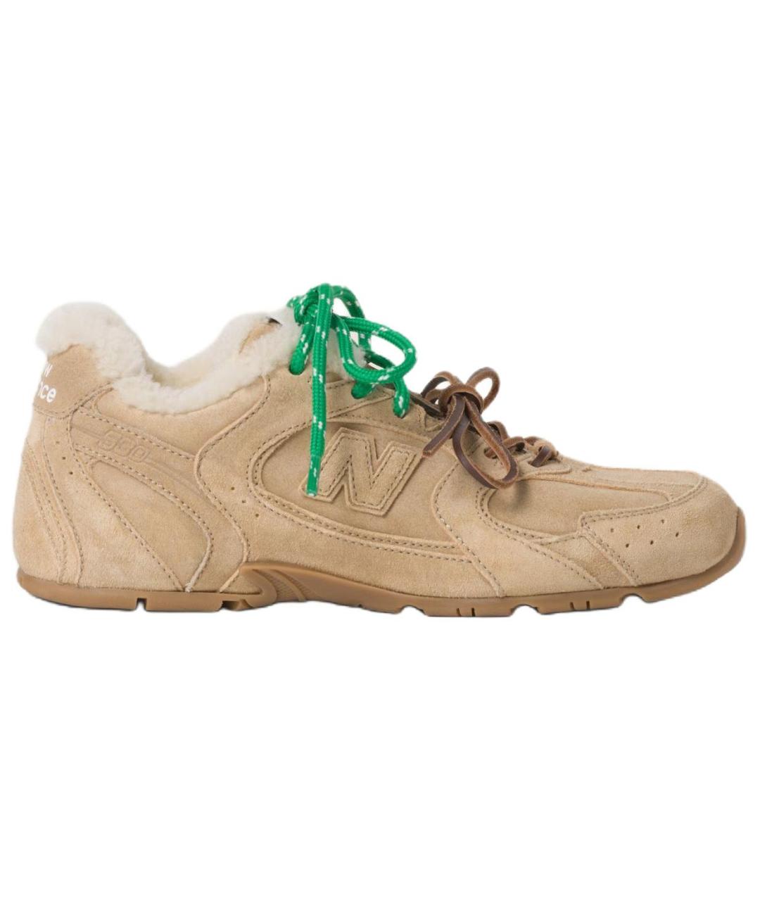 MIU MIU Бежевые замшевые кроссовки, фото 1