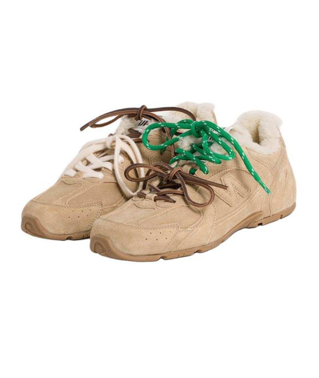 MIU MIU Бежевые замшевые кроссовки, фото 3