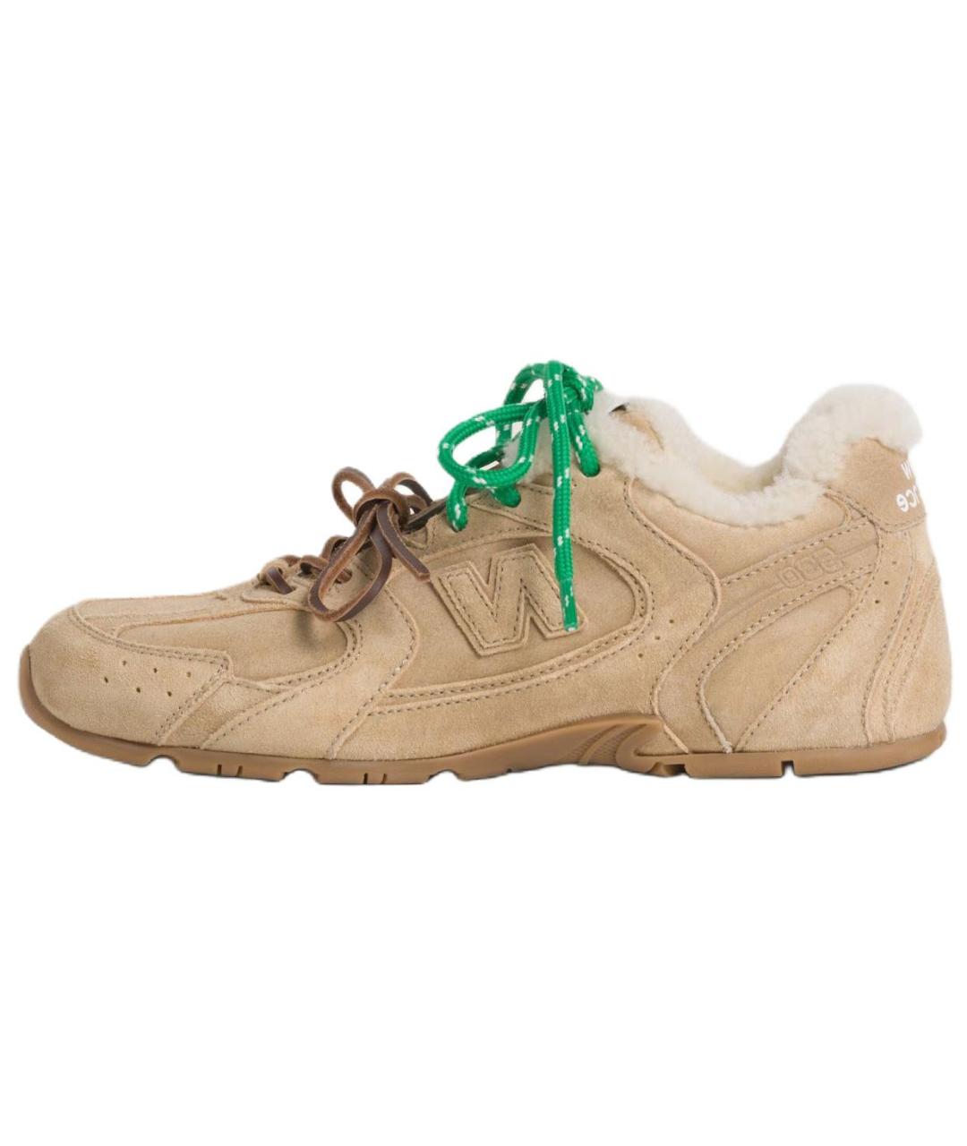 MIU MIU Бежевые замшевые кроссовки, фото 2