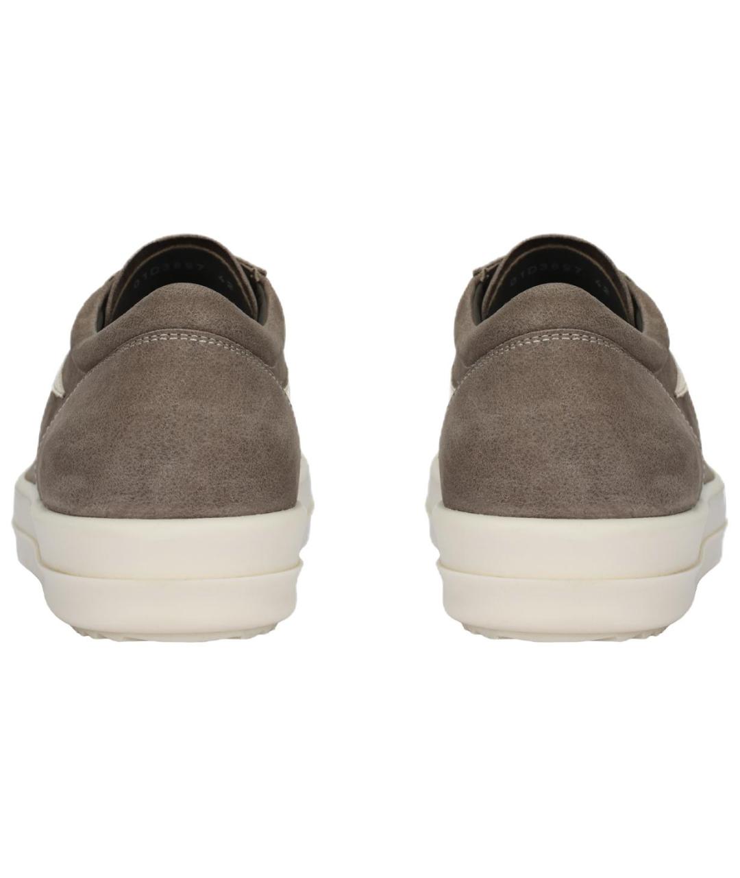 RICK OWENS Коричневые кожаные низкие кроссовки / кеды, фото 4