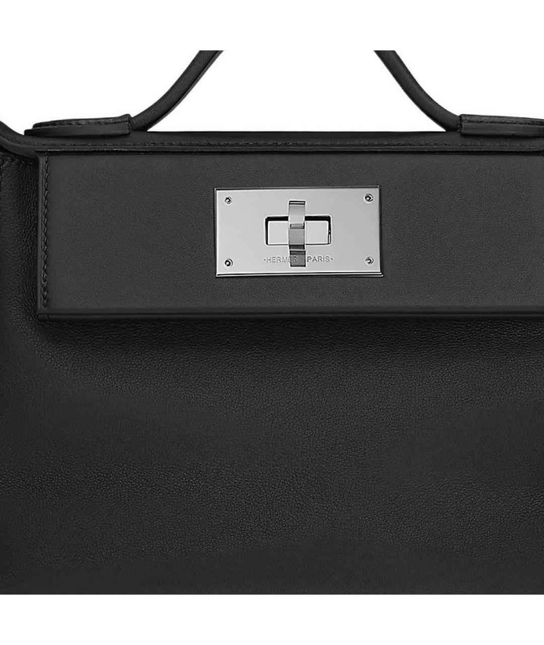 HERMES Черная кожаная сумка через плечо, фото 5