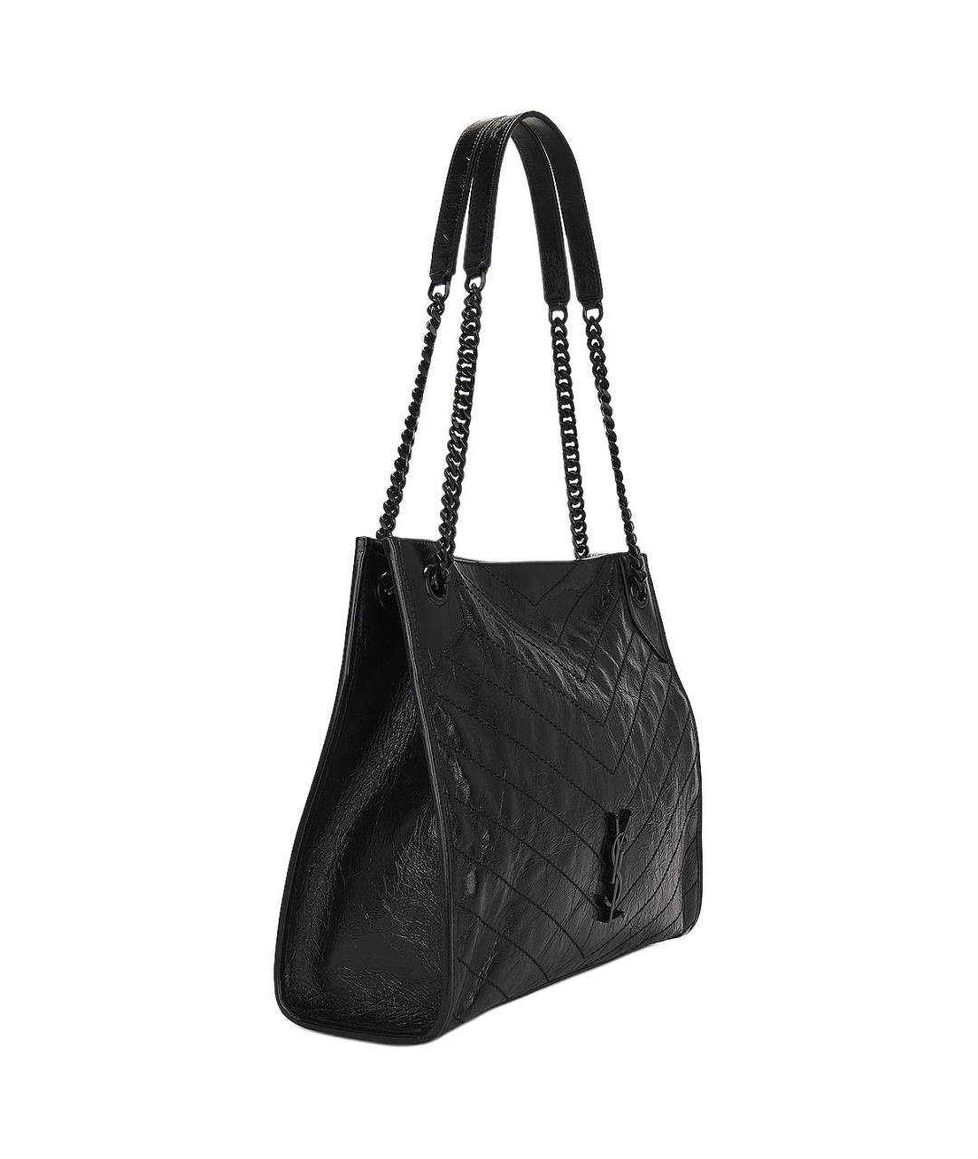 SAINT LAURENT Черная кожаная сумка через плечо, фото 2