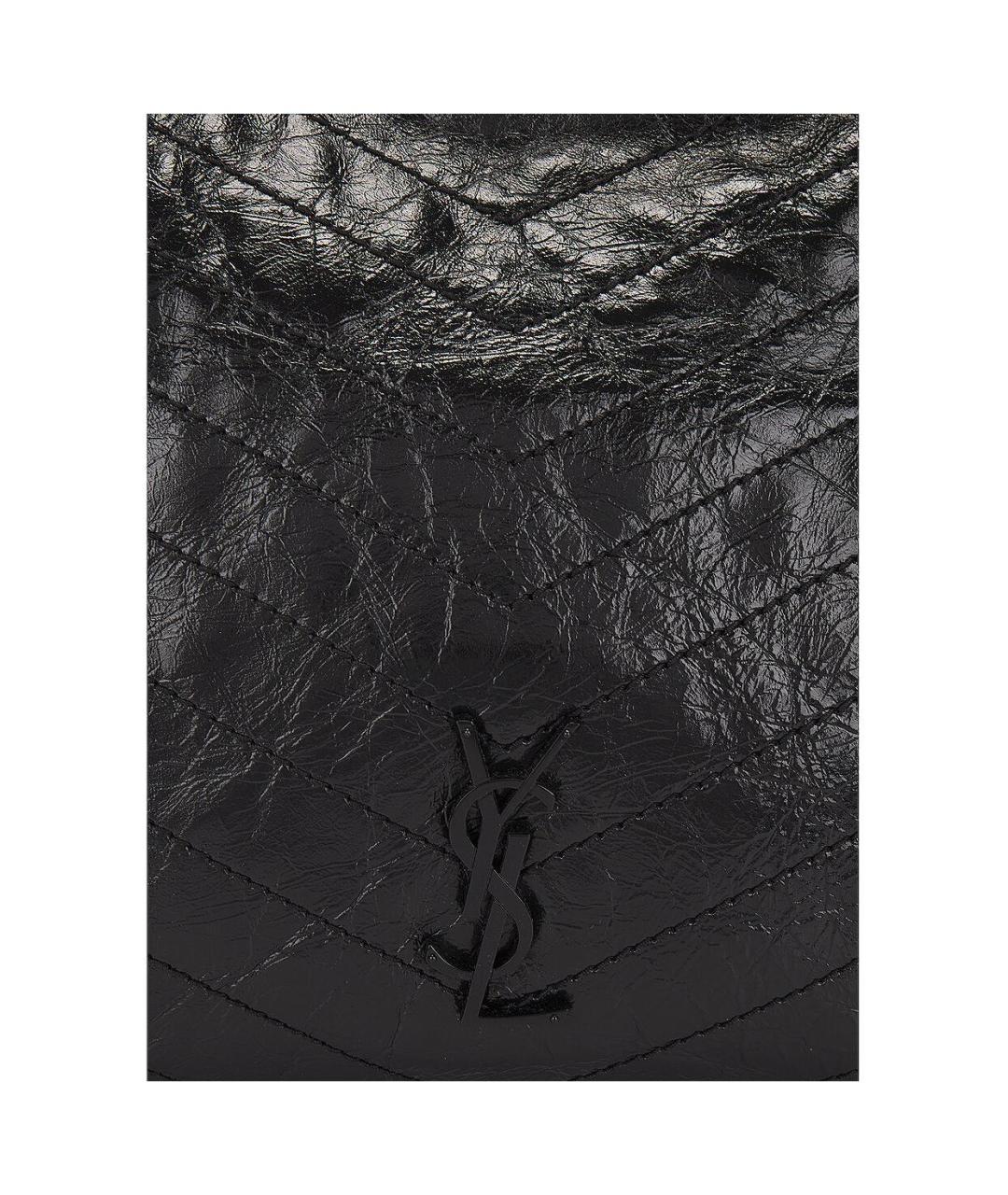 SAINT LAURENT Черная кожаная сумка через плечо, фото 7