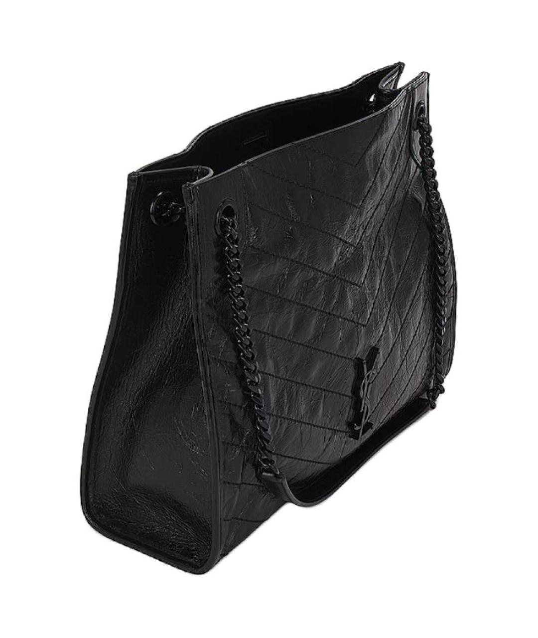 SAINT LAURENT Черная кожаная сумка через плечо, фото 5