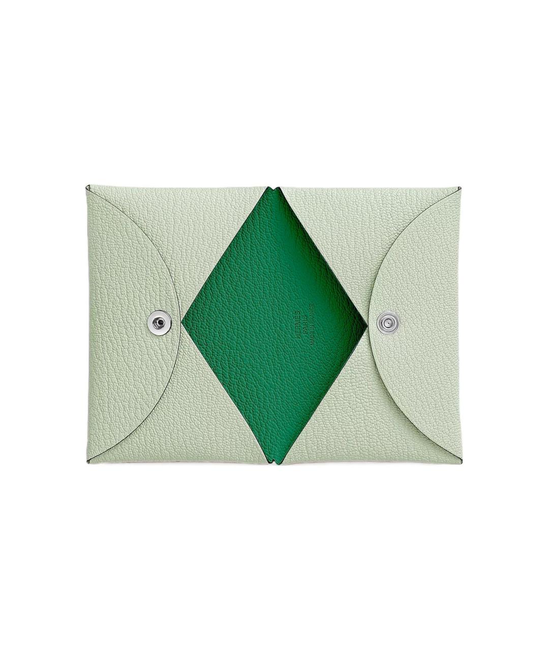 HERMES Салатовый кожаный кардхолдер, фото 2