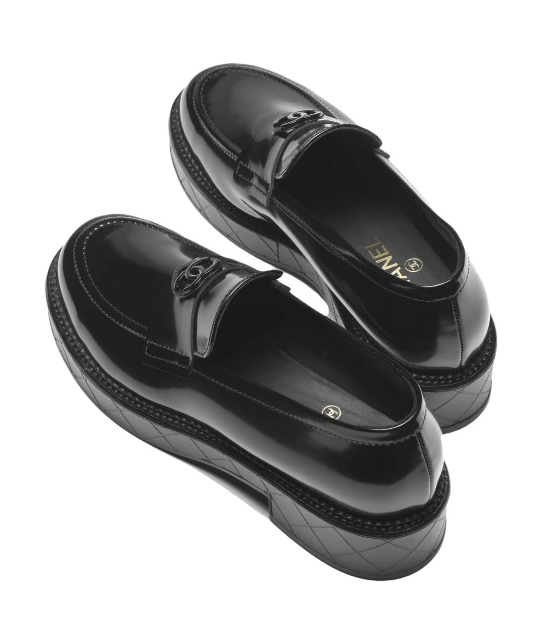 CHANEL Черные кожаные лоферы, фото 4