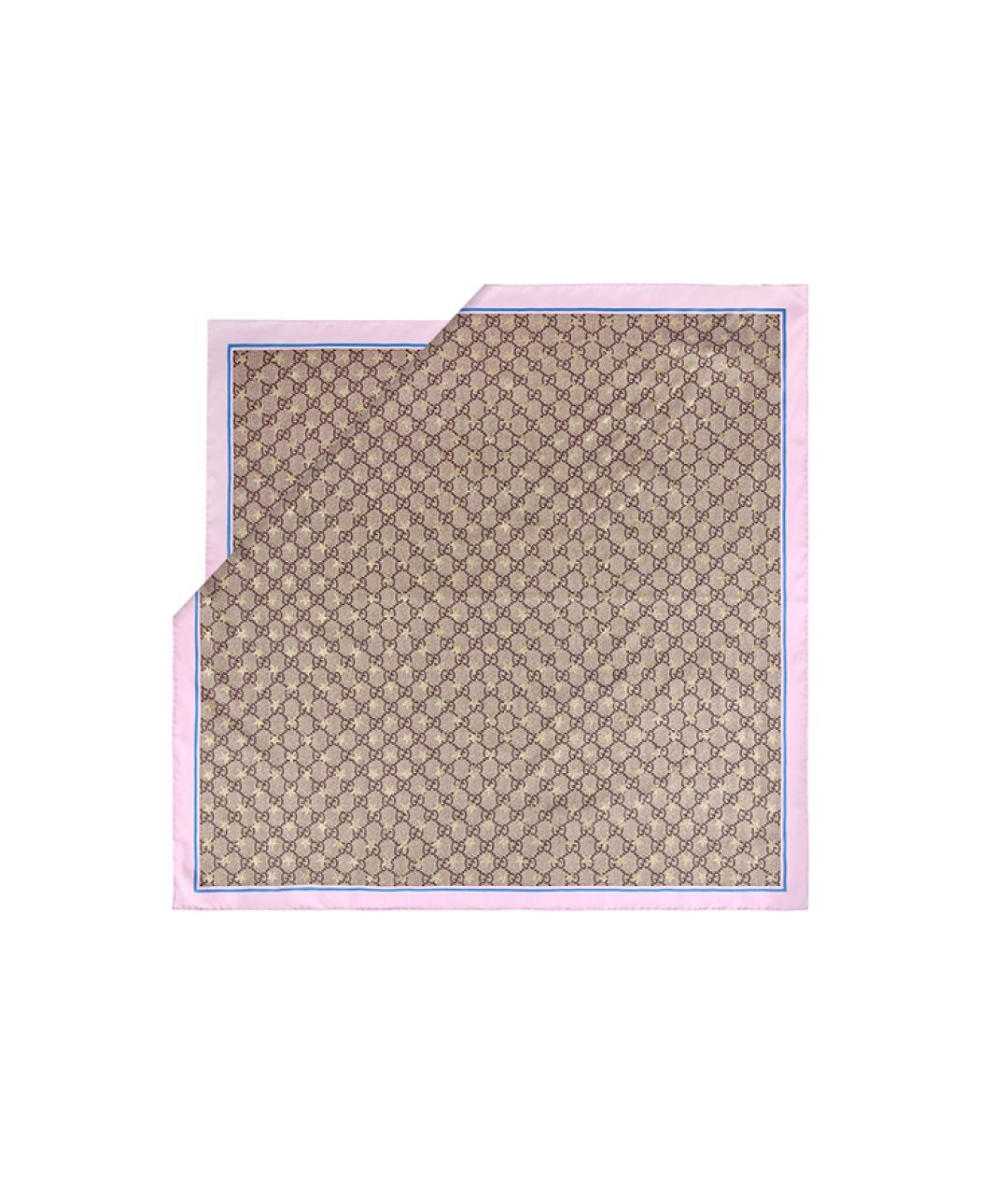 GUCCI Бежевый шелковый шарф, фото 3