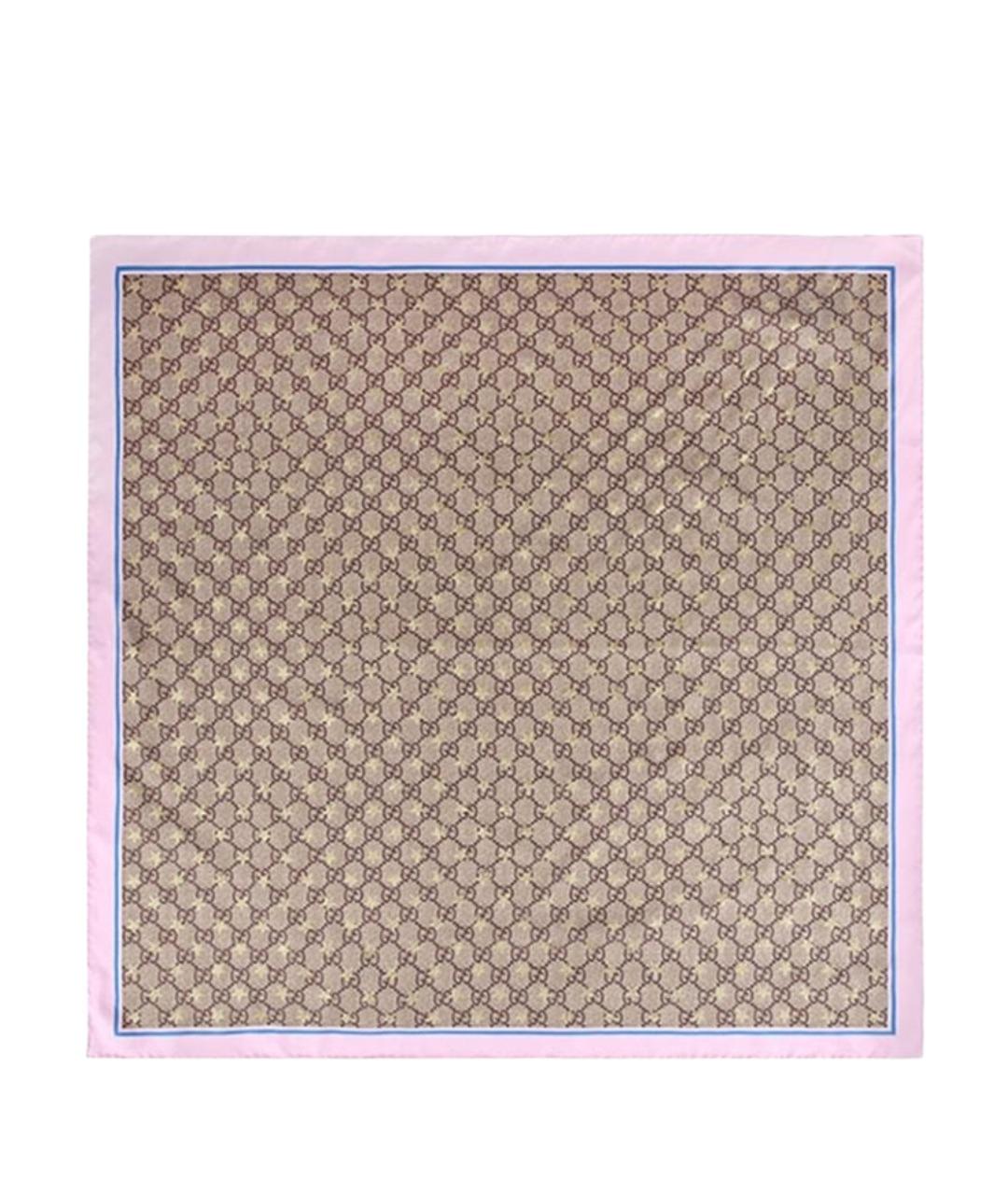 GUCCI Бежевый шелковый шарф, фото 1