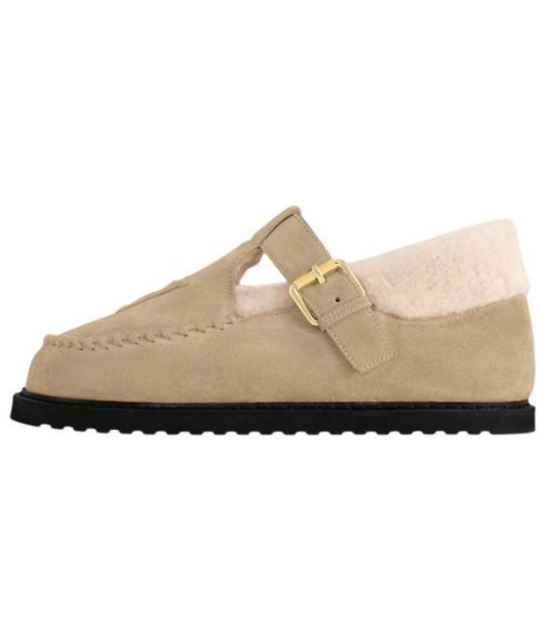 LOUIS VUITTON Бежевые замшевые мюли, фото 2