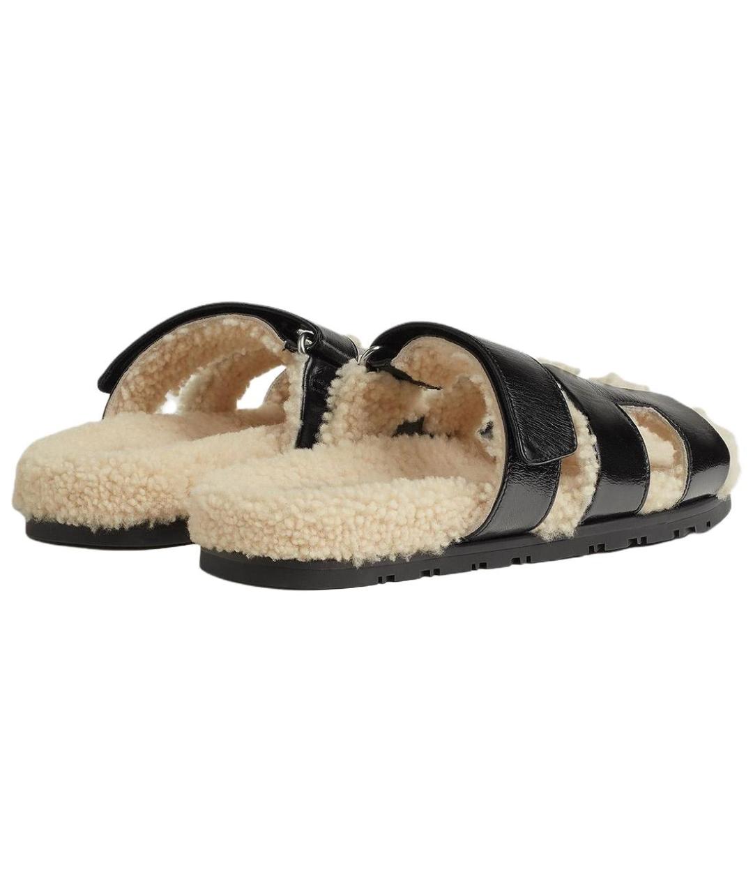 HERMES Черные сандалии, фото 5