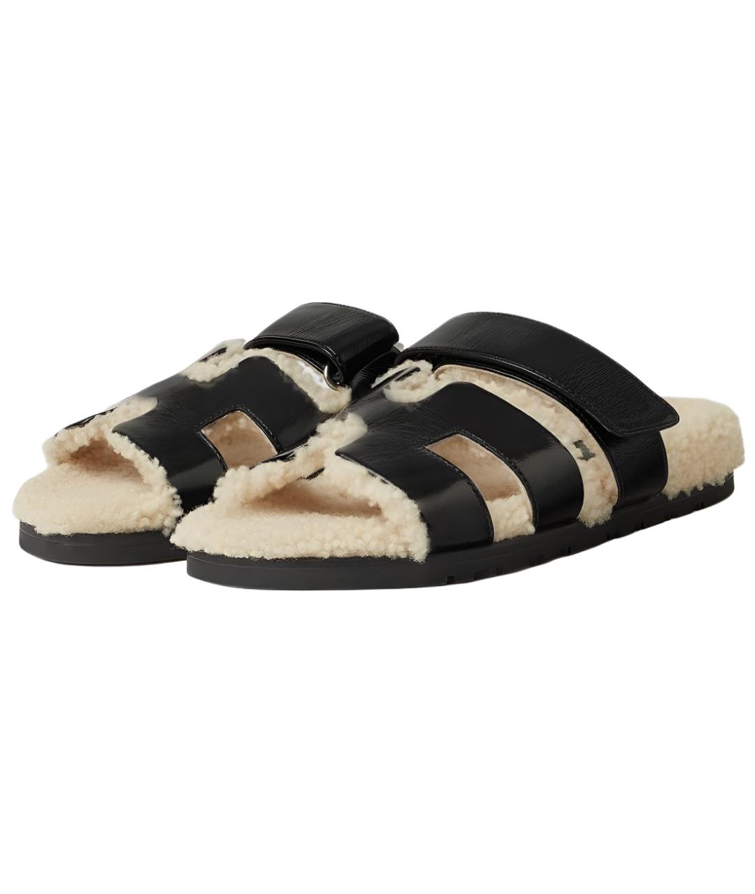 HERMES Черные сандалии, фото 3