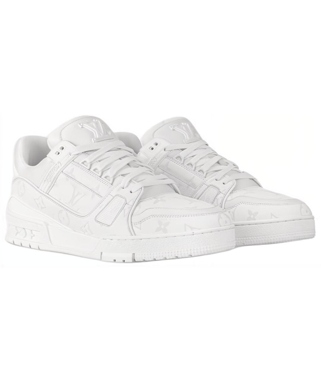 LOUIS VUITTON Белые кожаные низкие кроссовки / кеды, фото 3