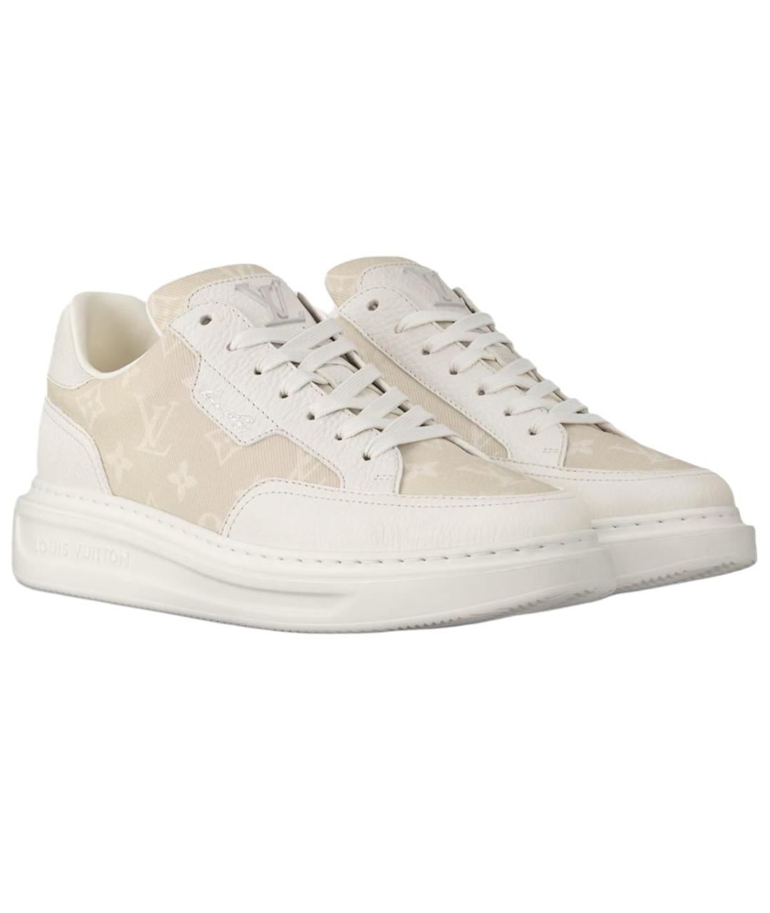 LOUIS VUITTON Бежевые кожаные низкие кроссовки / кеды, фото 3