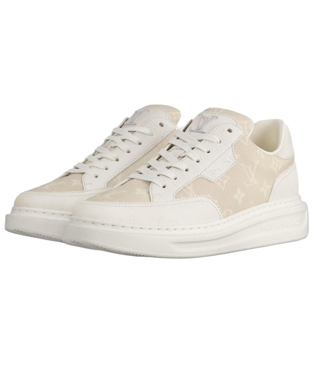 LOUIS VUITTON Бежевые кожаные низкие кроссовки / кеды, фото 4