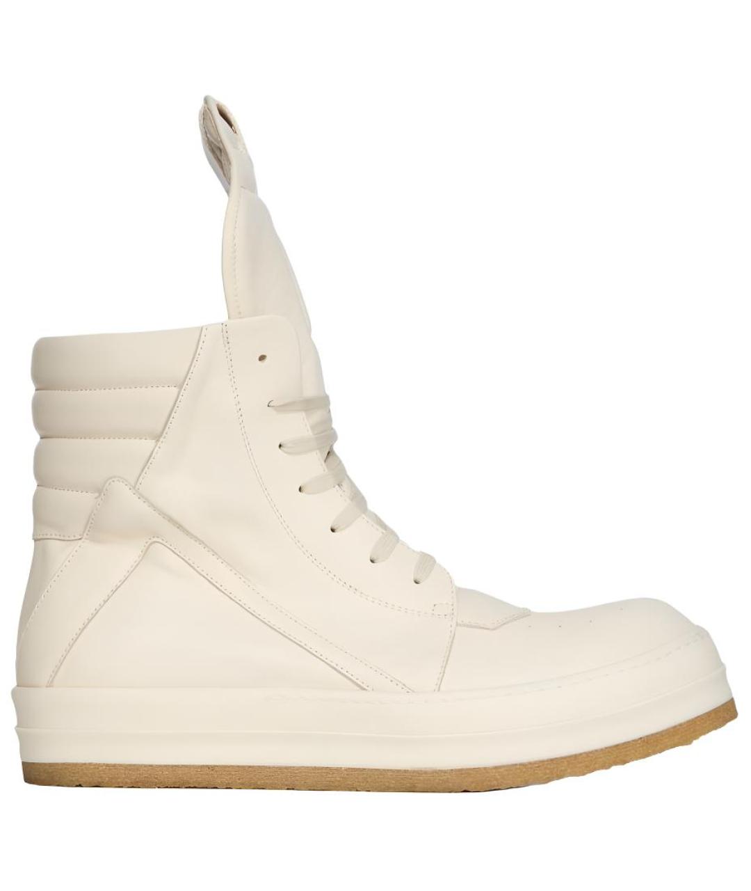 RICK OWENS Белые кожаные высокие кроссовки / кеды, фото 1