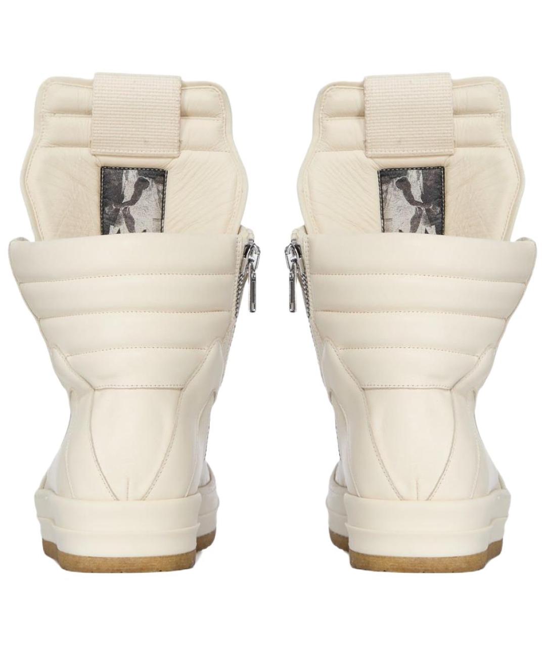 RICK OWENS Белые кожаные высокие кроссовки / кеды, фото 4