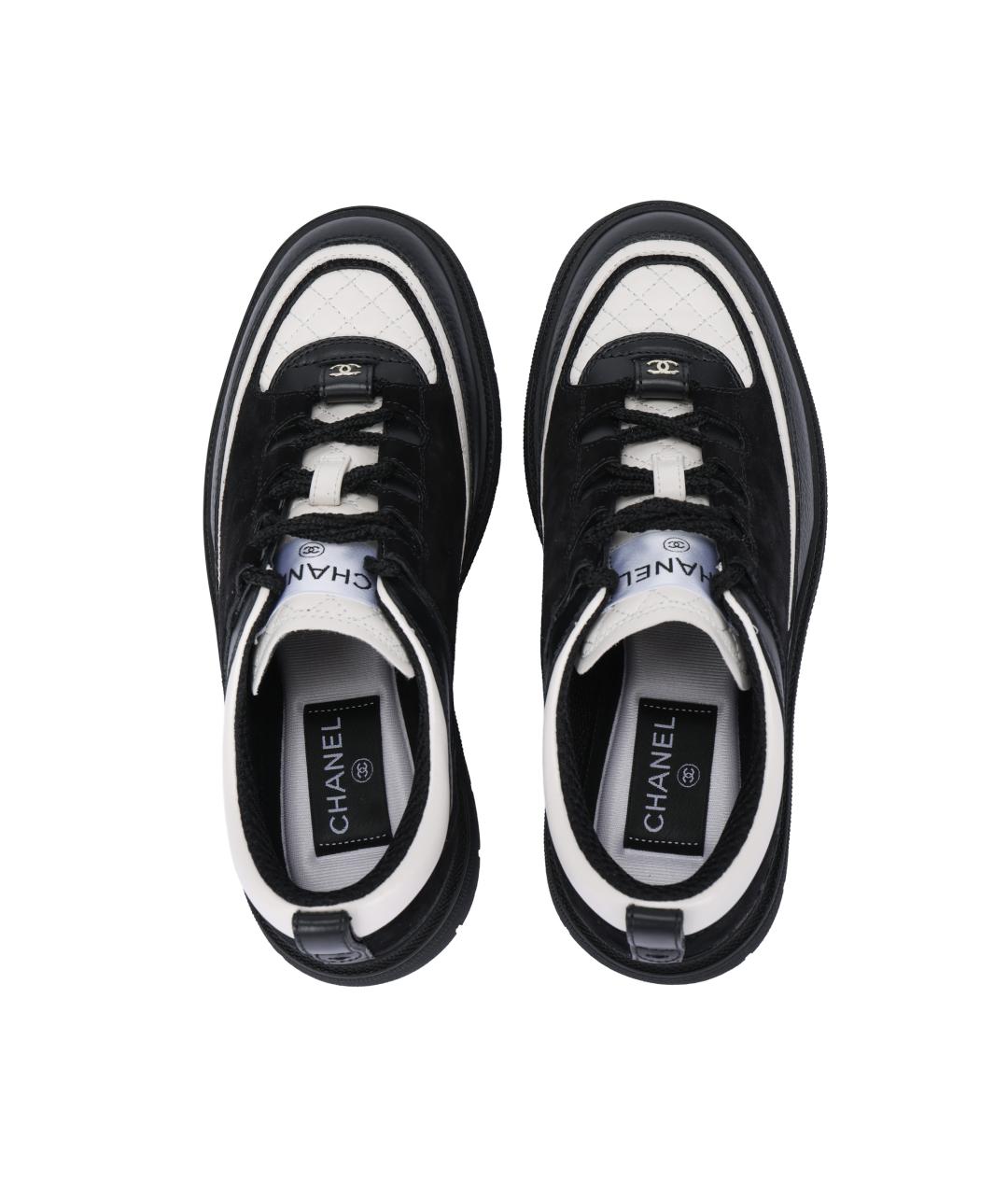 CHANEL Черные кожаные кроссовки, фото 3