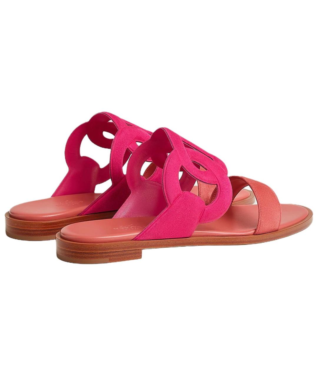 HERMES Розовые замшевые шлепанцы, фото 5