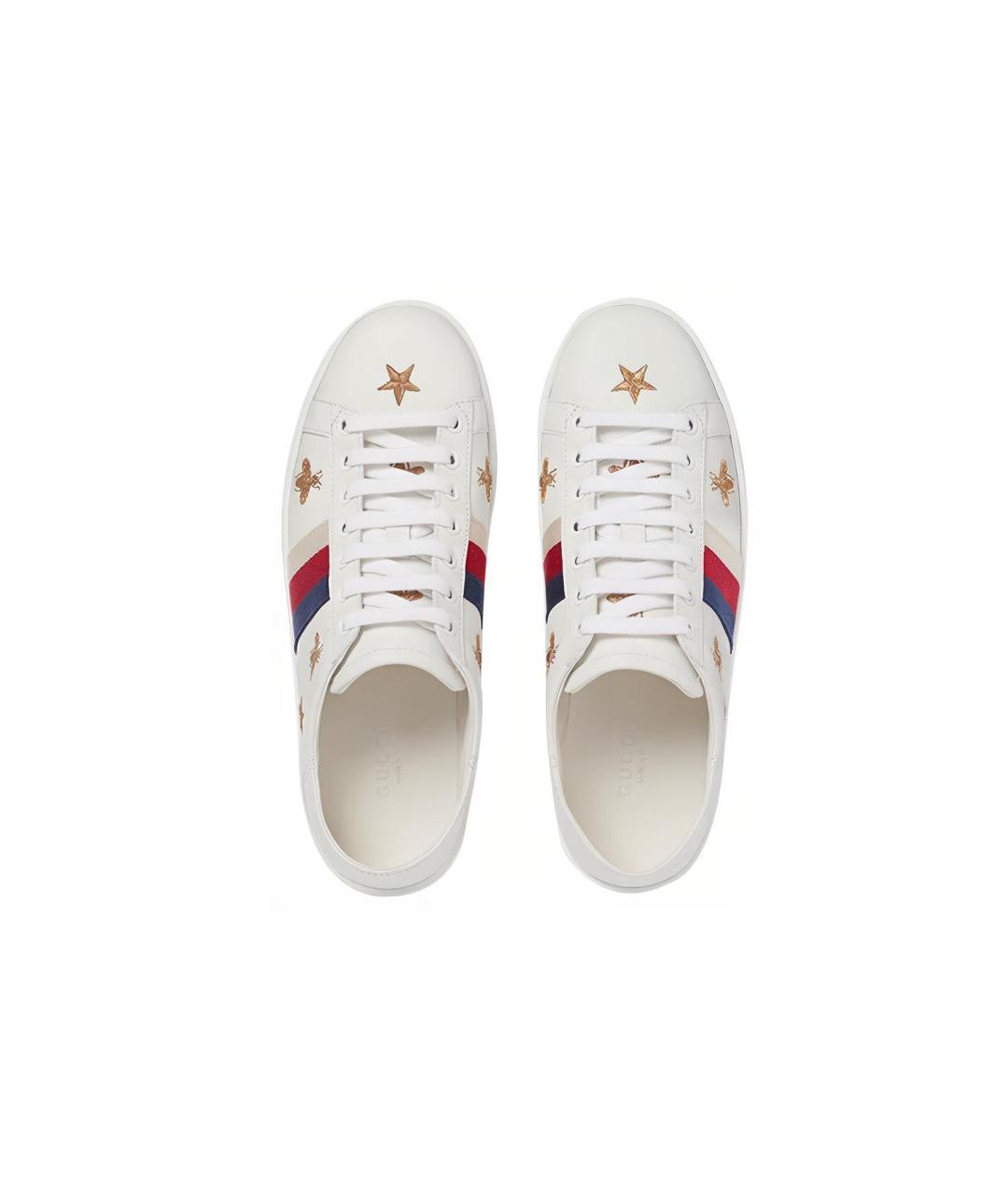 GUCCI Белые кожаные кеды, фото 4