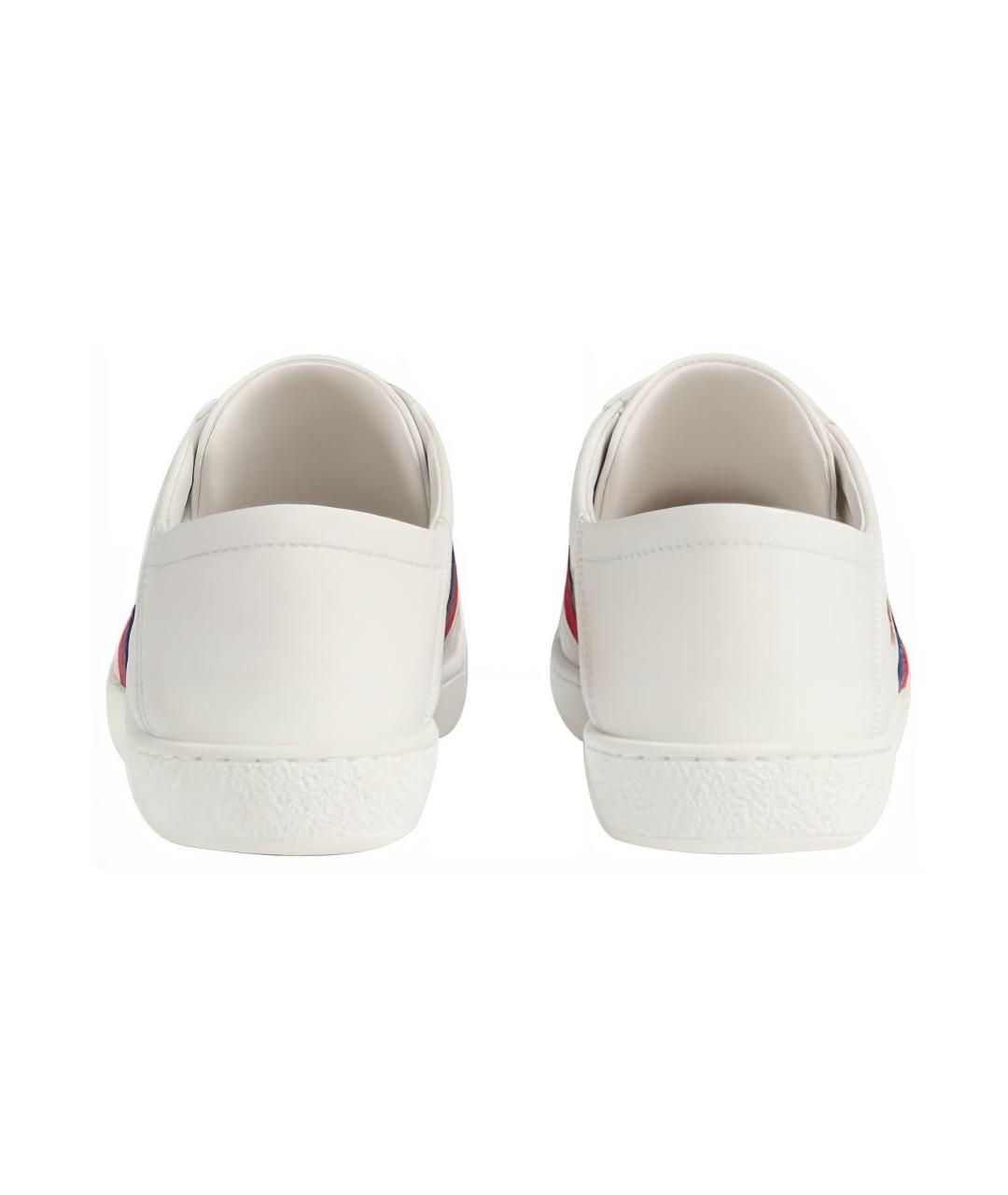 GUCCI Белые кожаные кеды, фото 5