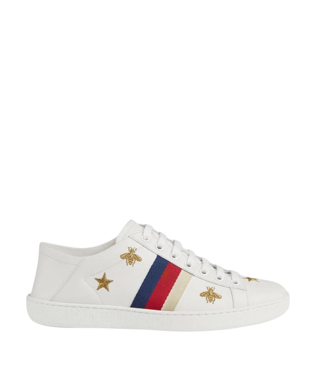 GUCCI Белые кожаные кеды, фото 1