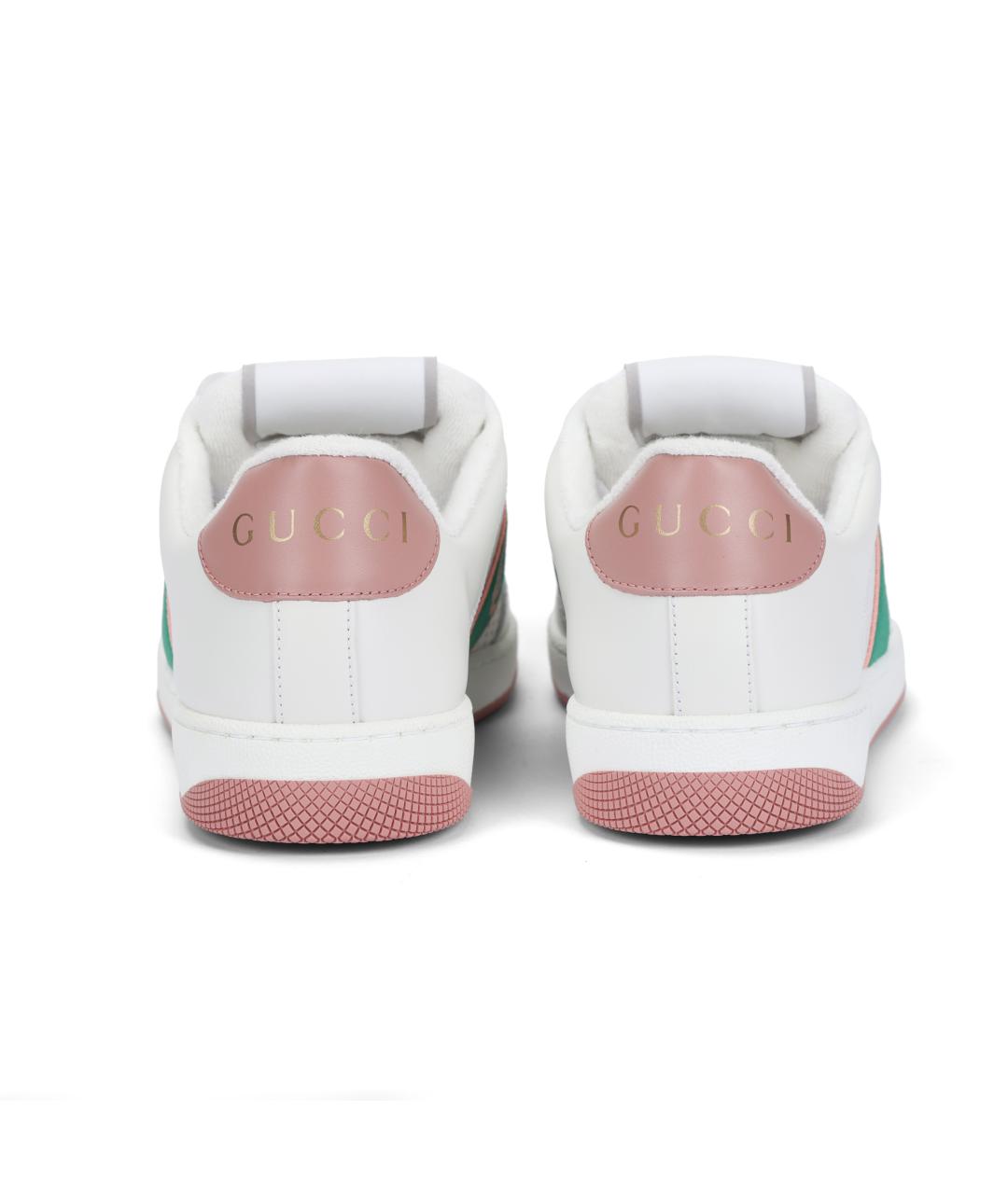 GUCCI Белые кожаные кеды, фото 4