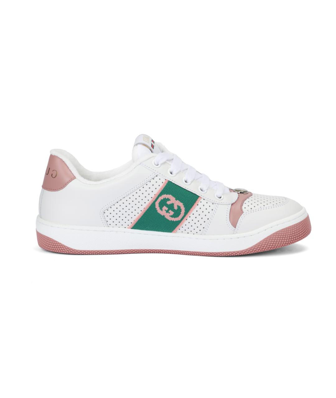 GUCCI Белые кожаные кеды, фото 1