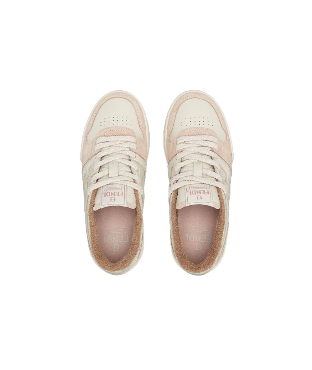 FENDI Бежевые кожаные кроссовки, фото 4