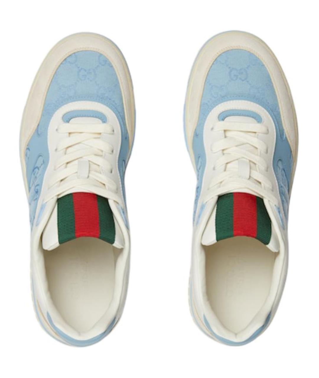 GUCCI Голубые кожаные низкие кроссовки / кеды, фото 5
