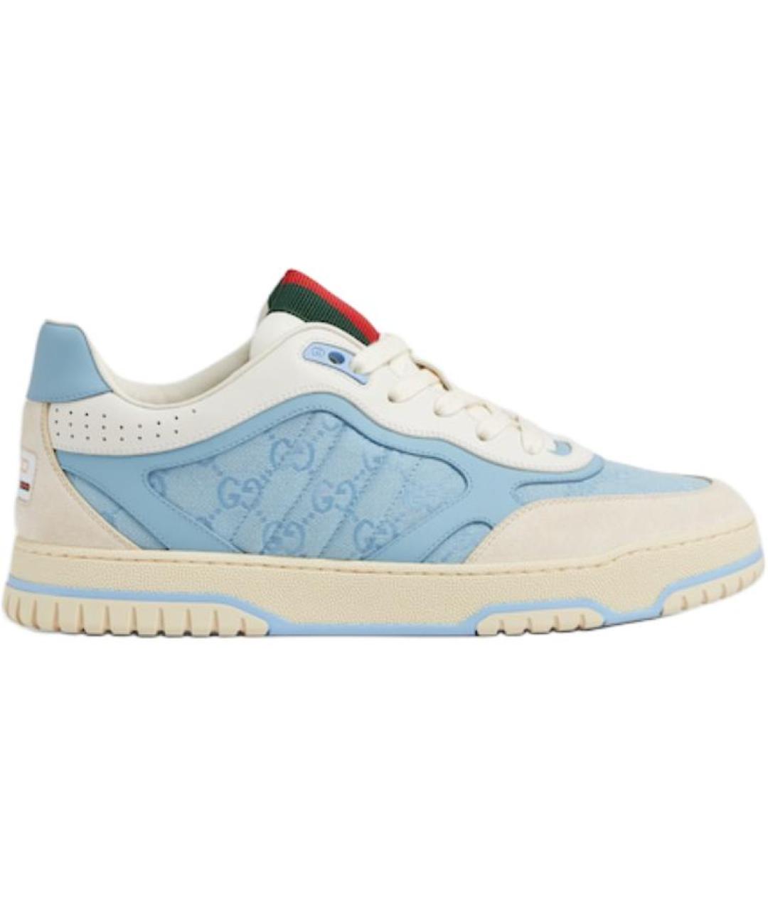 GUCCI Голубые кожаные низкие кроссовки / кеды, фото 1