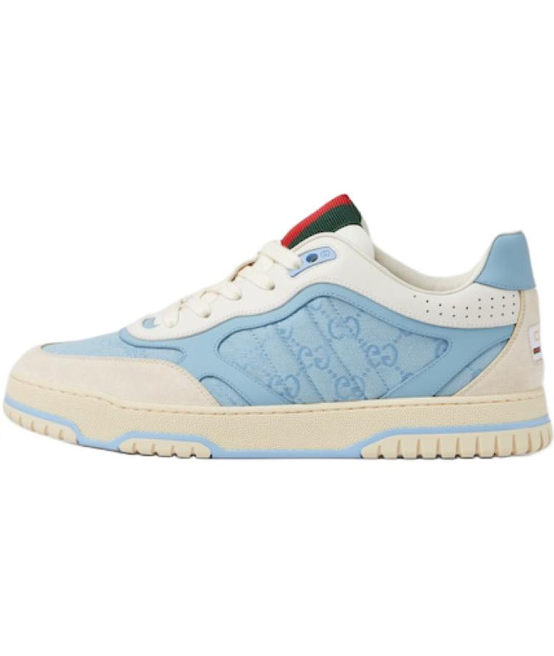 GUCCI Голубые кожаные низкие кроссовки / кеды, фото 2