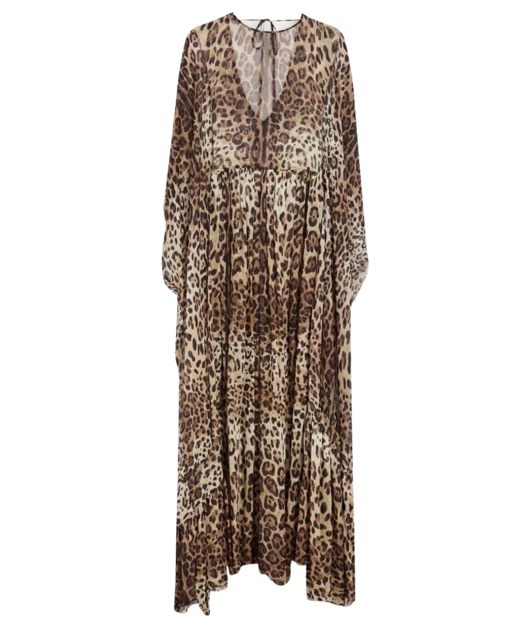 DOLCE&GABBANA Бежевое шелковое коктейльное платье, фото 1