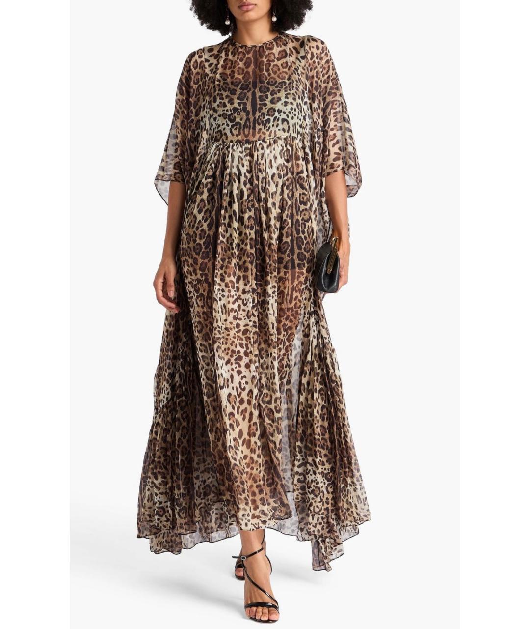 DOLCE&GABBANA Бежевое шелковое коктейльное платье, фото 2