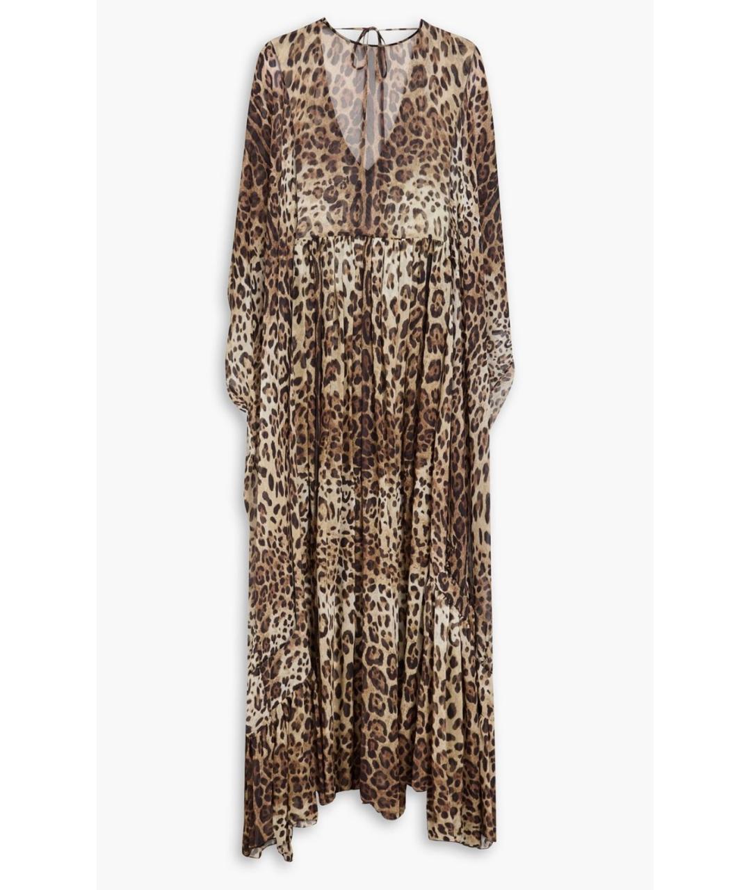 DOLCE&GABBANA Бежевое шелковое коктейльное платье, фото 4