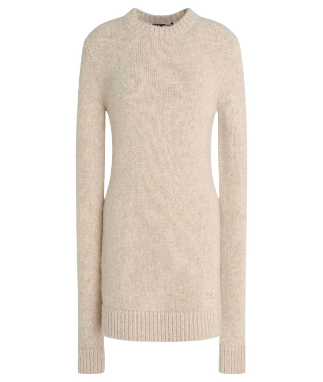 DOLCE&GABBANA Бежевое шерстяное коктейльное платье, фото 7