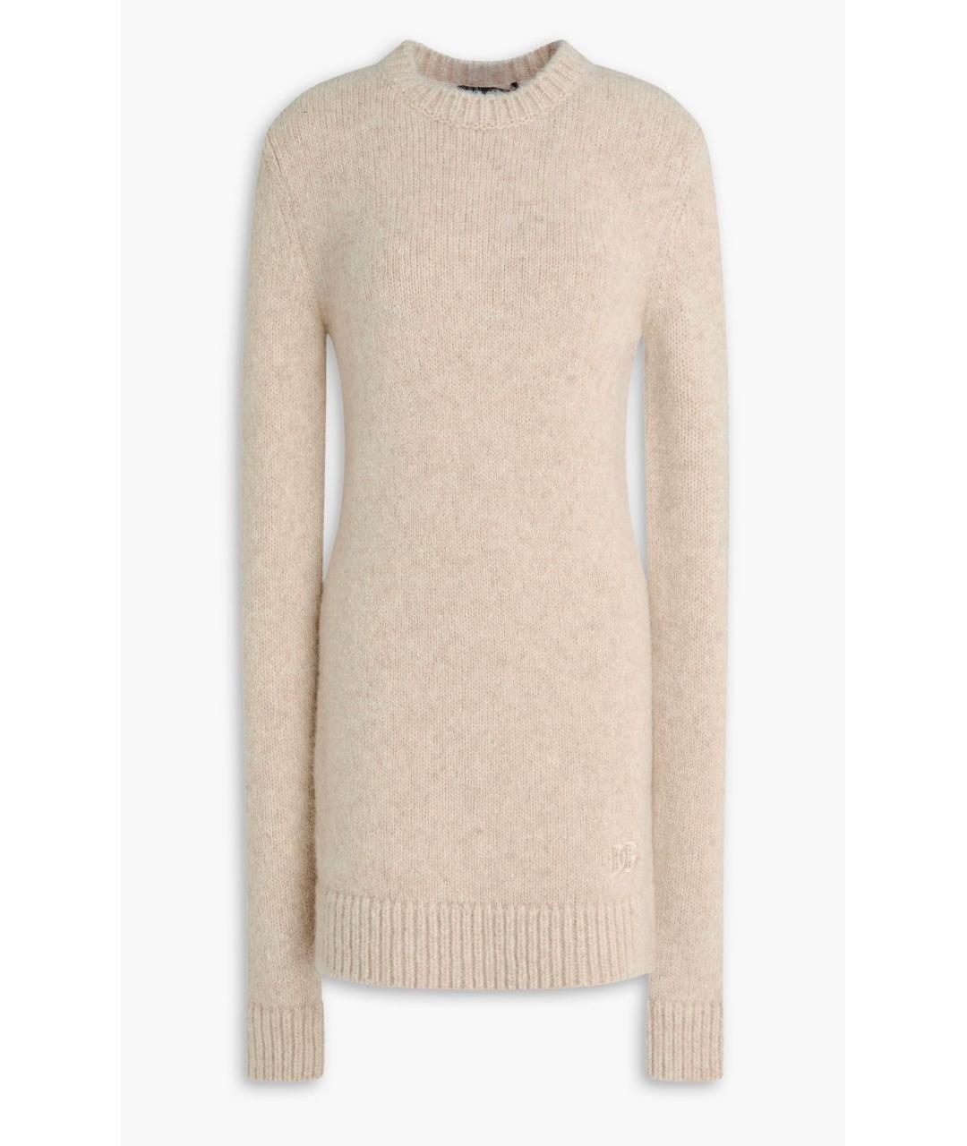 DOLCE&GABBANA Бежевое шерстяное коктейльное платье, фото 6