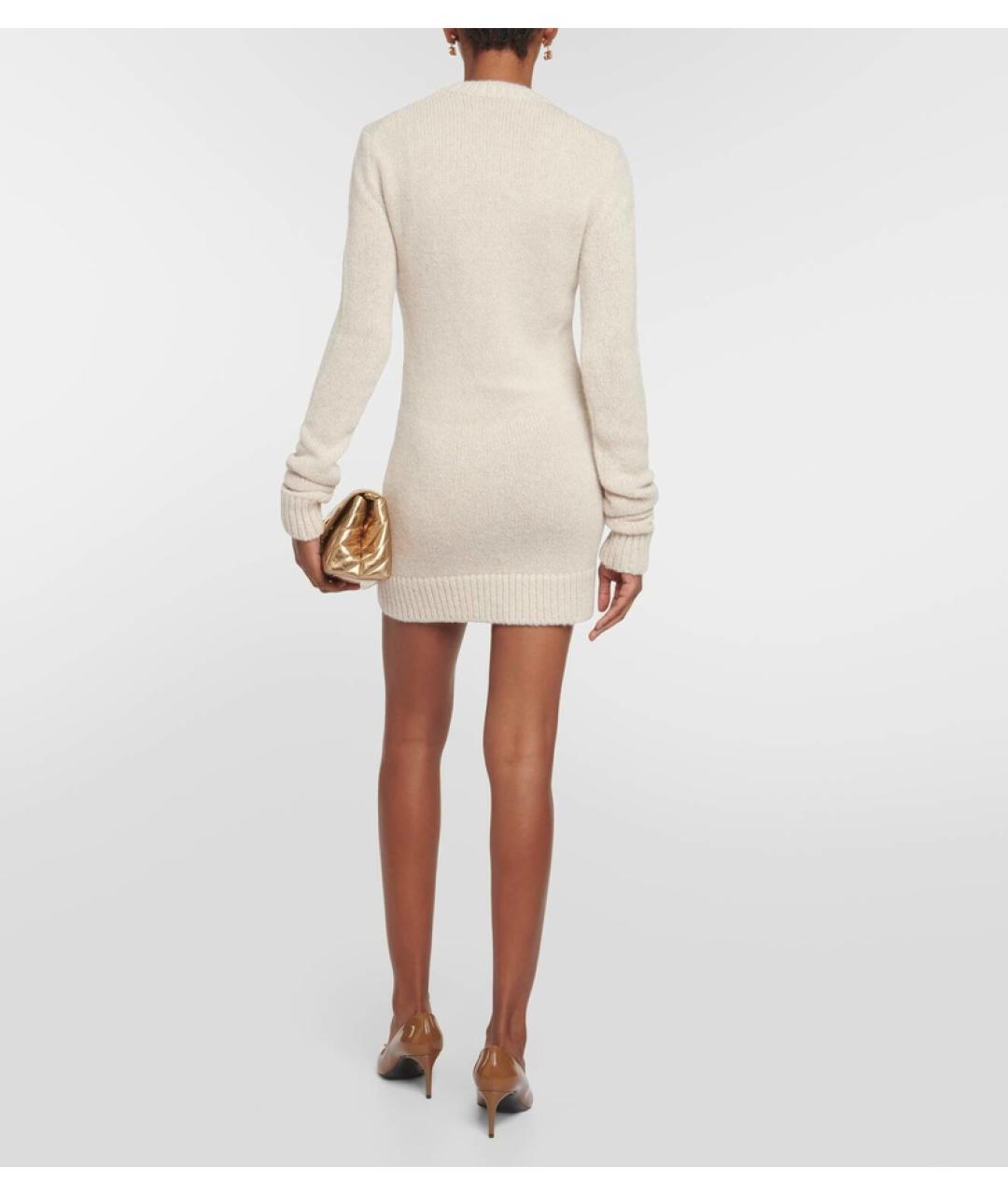 DOLCE&GABBANA Бежевое шерстяное коктейльное платье, фото 5