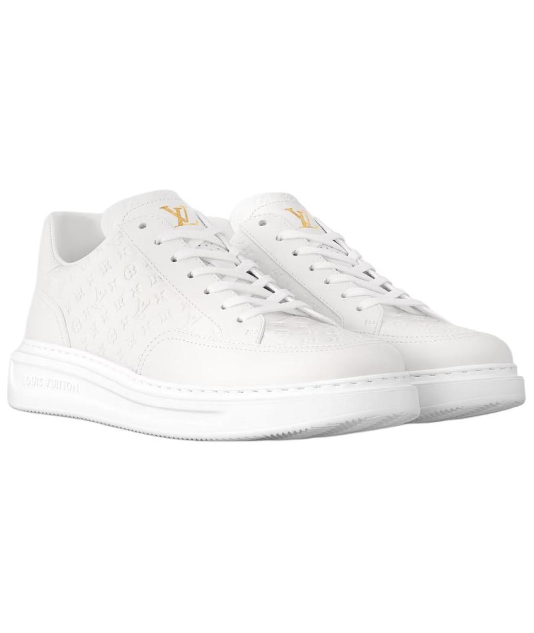 LOUIS VUITTON Белые кожаные низкие кроссовки / кеды, фото 3