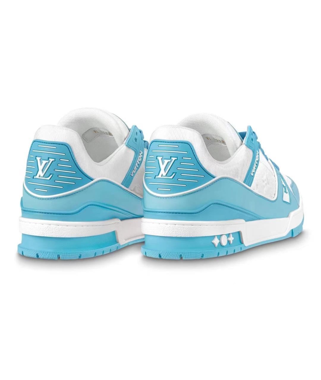 LOUIS VUITTON Синие кожаные кроссовки, фото 4