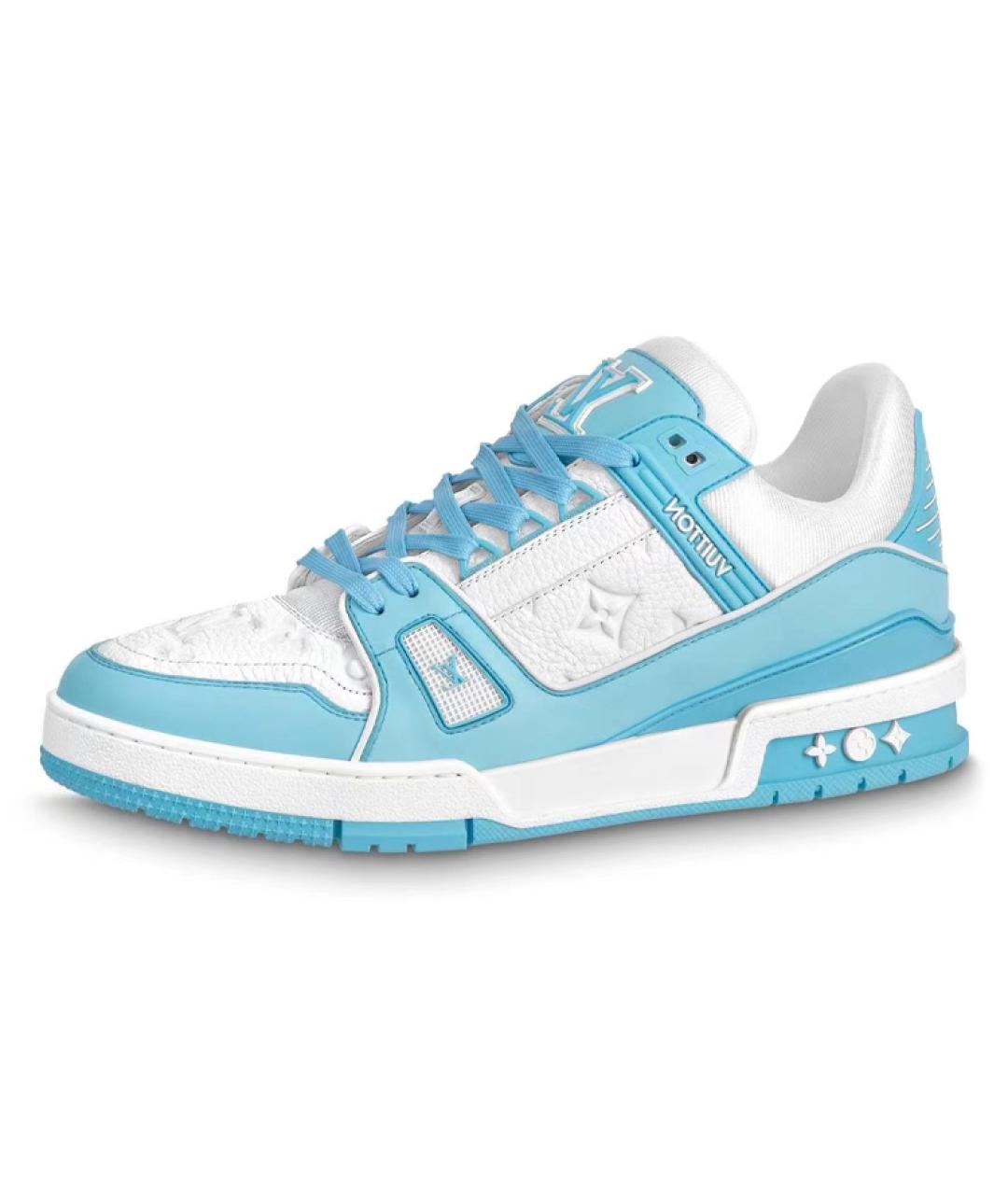 LOUIS VUITTON Синие кожаные кроссовки, фото 2