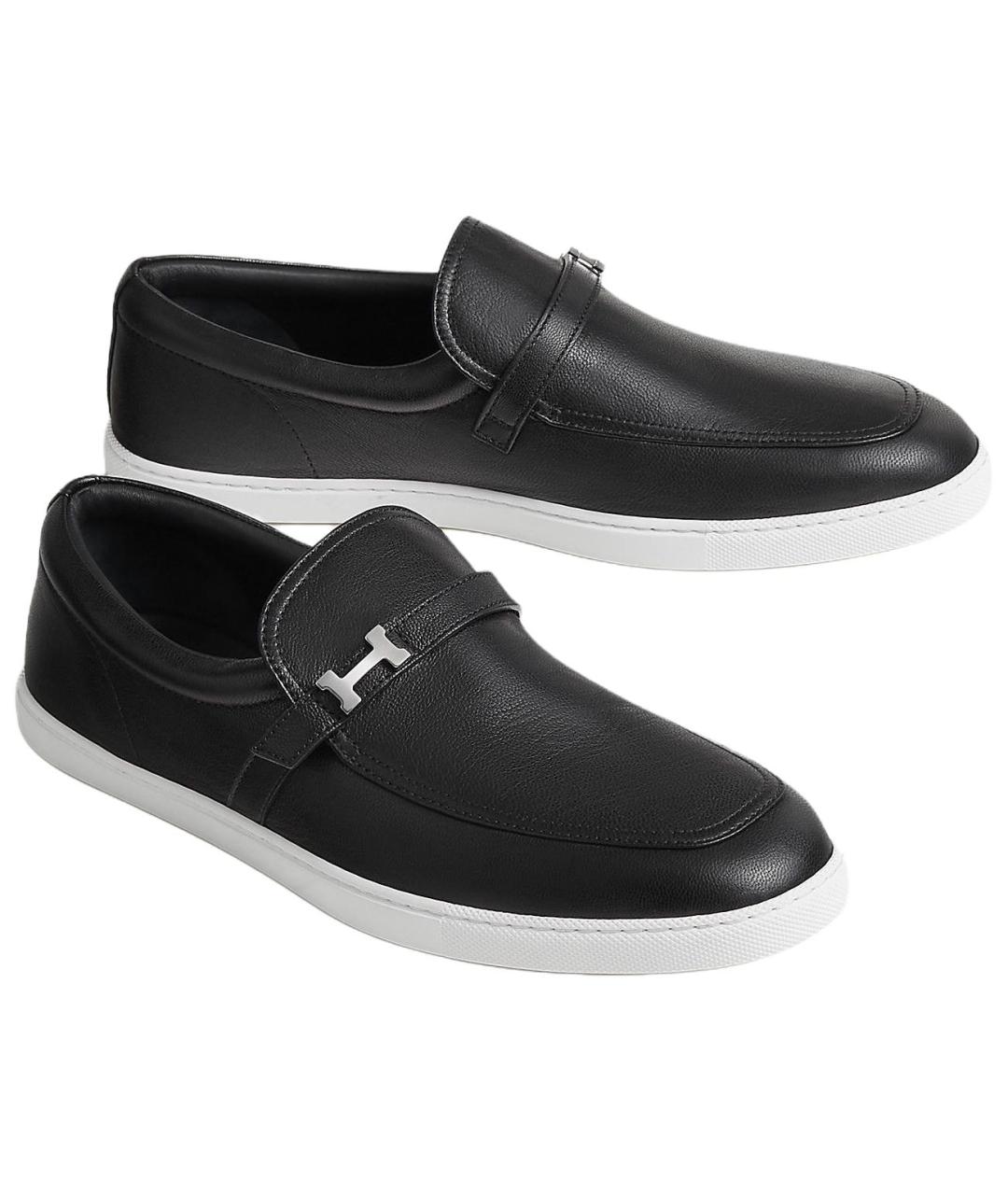 HERMES Черные кожаные лоферы, фото 3