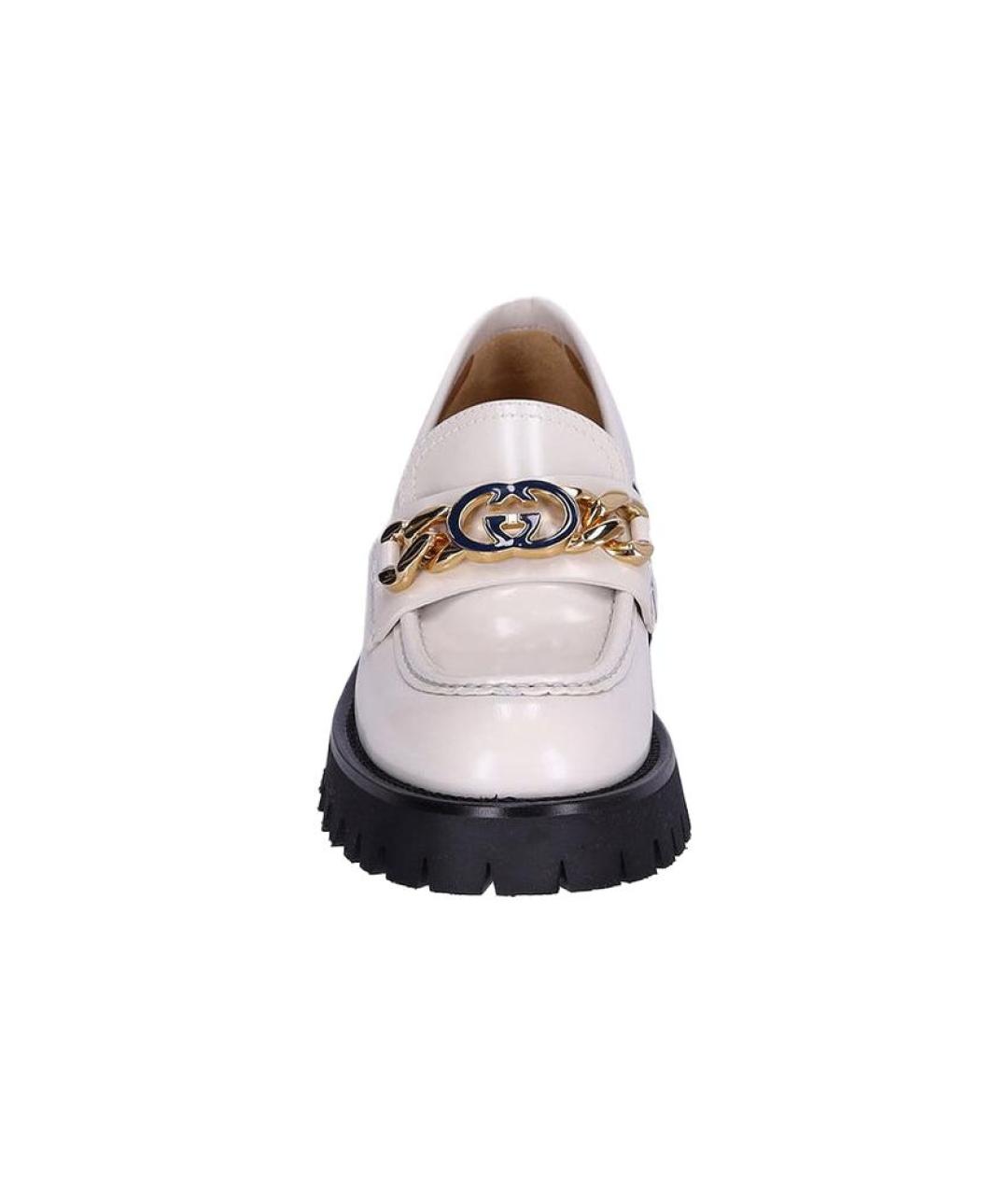GUCCI Белые кожаные лоферы, фото 4