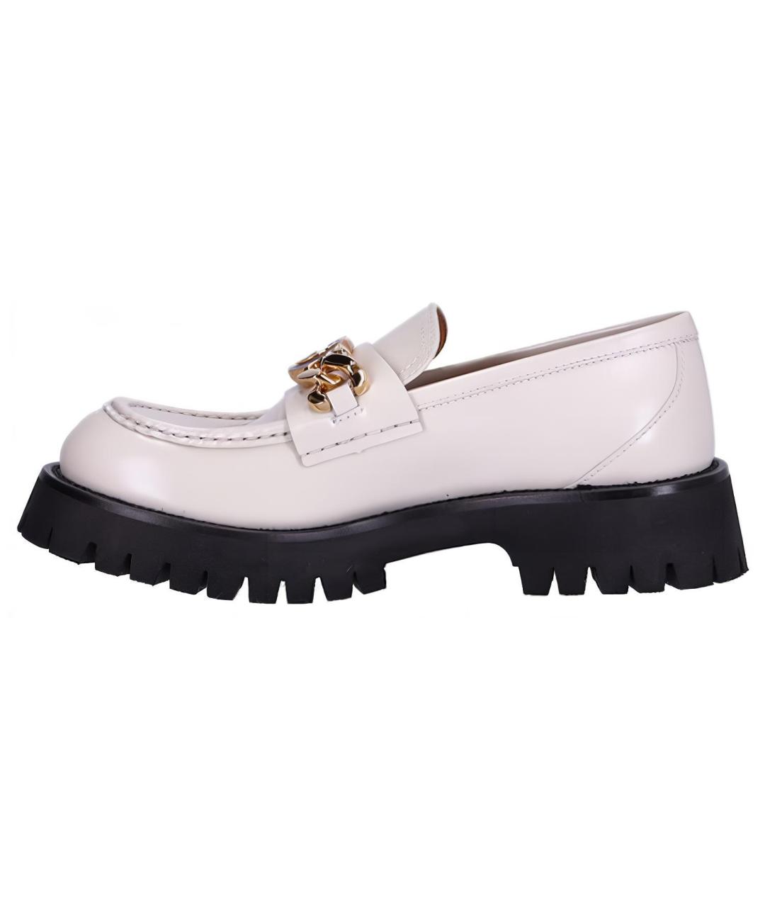 GUCCI Белые кожаные лоферы, фото 6
