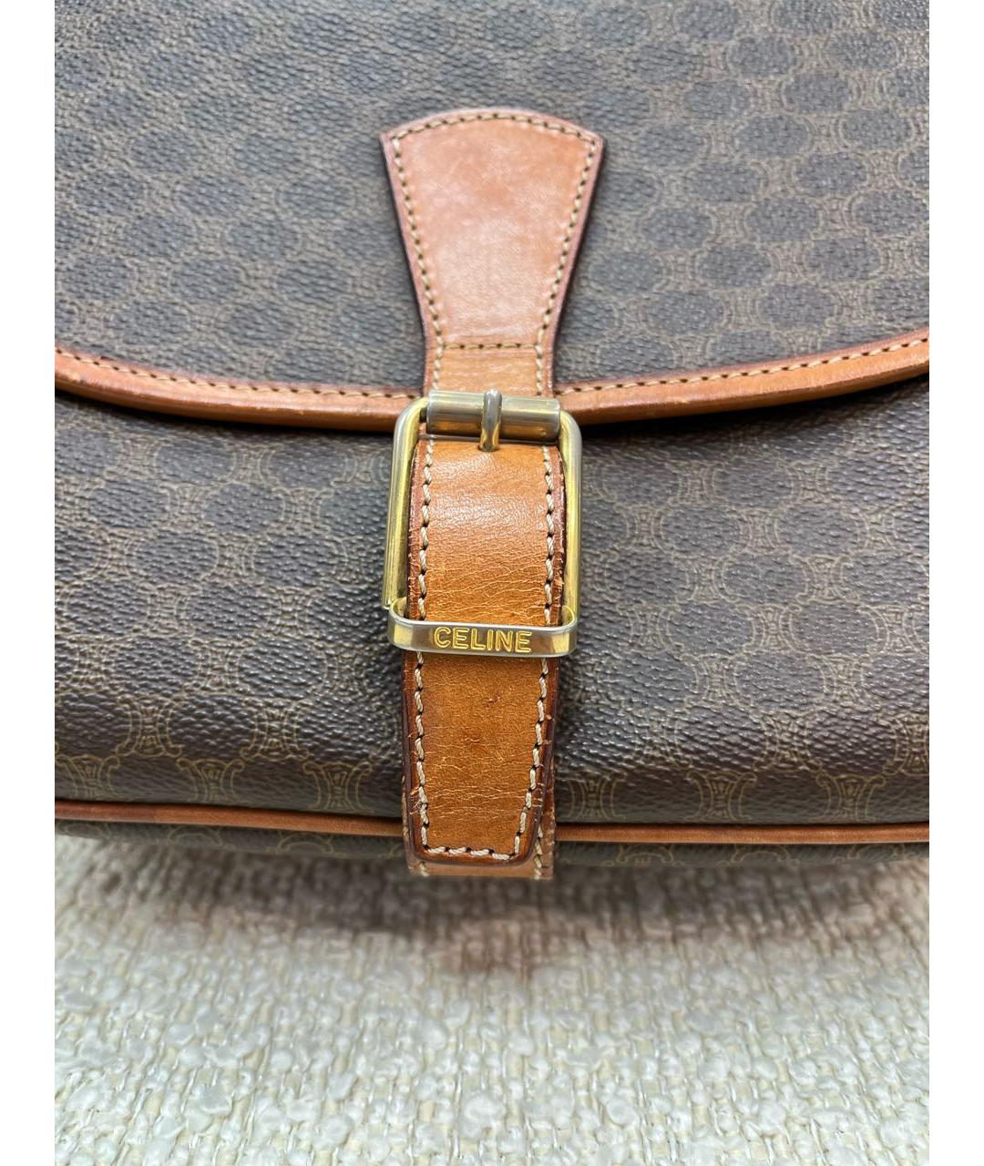 CELINE Коричневая кожаная сумка через плечо, фото 6