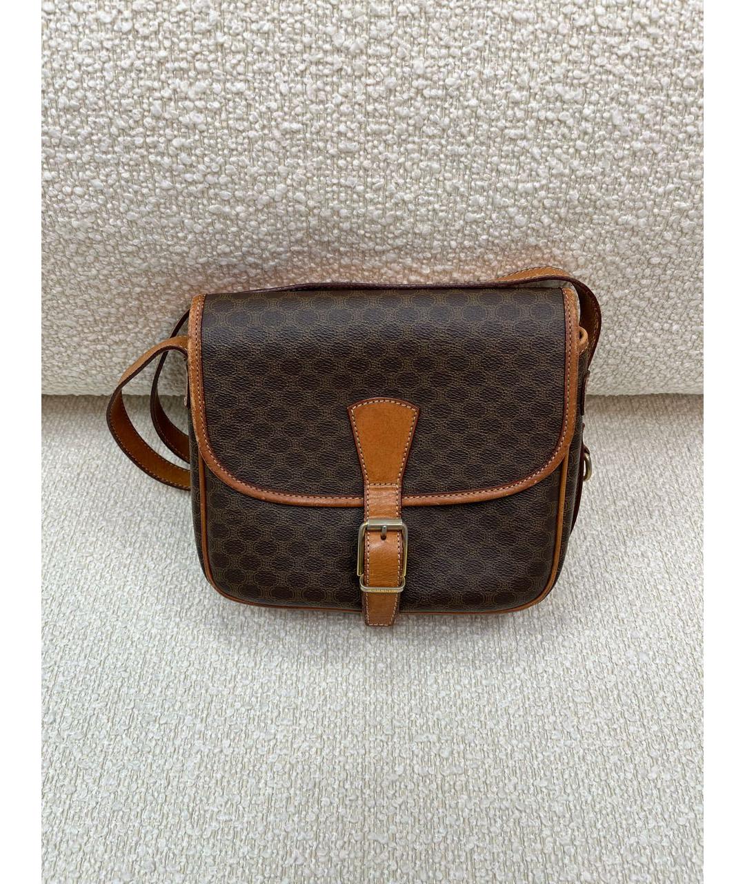 CELINE Коричневая кожаная сумка через плечо, фото 8