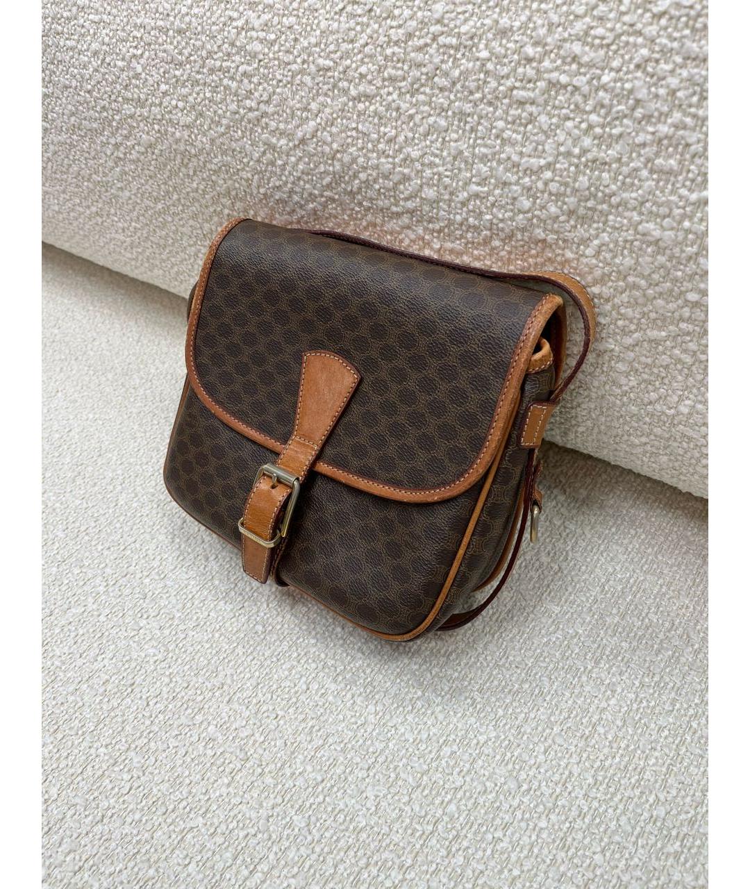 CELINE Коричневая кожаная сумка через плечо, фото 5