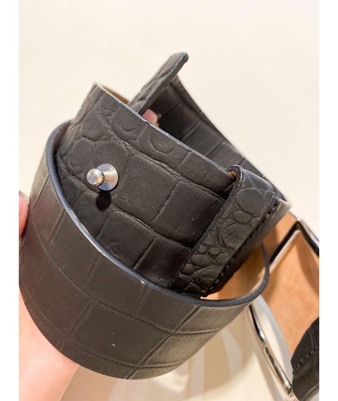 SPORTMAX Антрацитовый кожаный ремень, фото 3